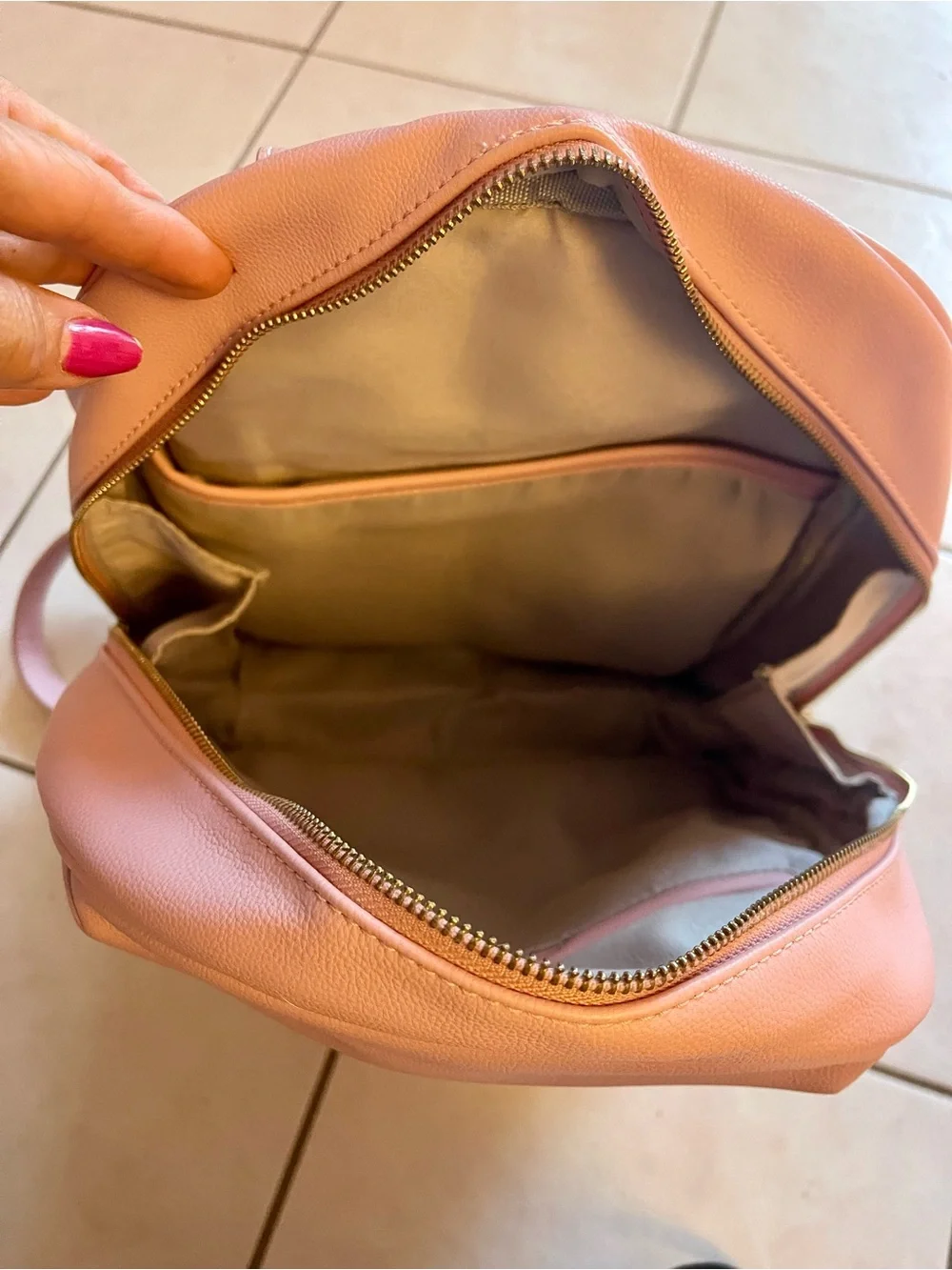 Women's Pink Leather Backpack
